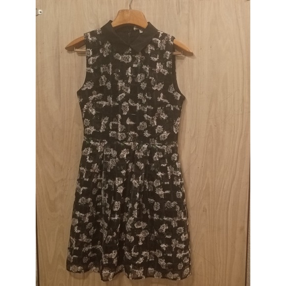 Erin Fetherston Dresses & Skirts - Erin Fetherston Womens Black Floral Peter Pan Collar Sleeveless Mini Dress Size6